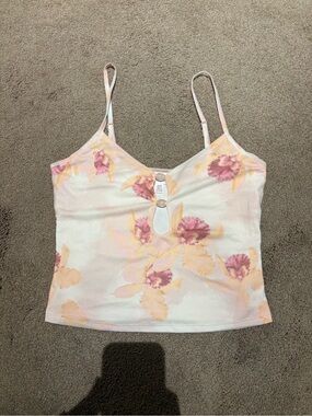 Nwt Pink rose Floral Spaghetti Strap Cami Top size medium